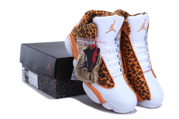 Kids Air Jordan 13 Leopard Print White Yellow Shoes - Click Image to Close