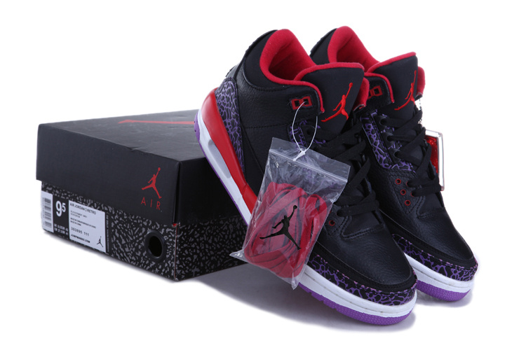 2013 Air Jordan Retro 3 Black Red White Shoes [AJ609]