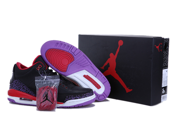 2013 Air Jordan Retro 3 Black Red White Shoes - Click Image to Close