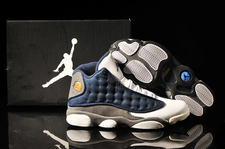 2013 Air Jordan 13 White Blue Grey Shoes - Click Image to Close