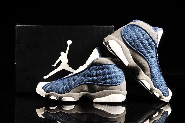 2013 Air Jordan 13 White Blue Grey Shoes