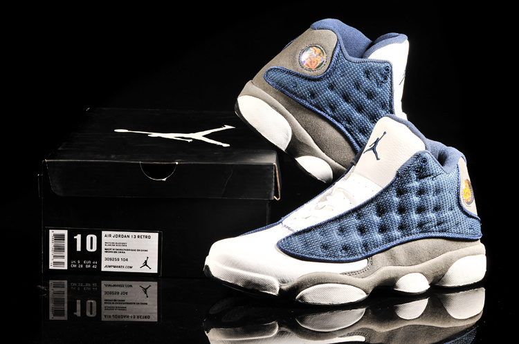 2013 Air Jordan 13 White Blue Grey Shoes - Click Image to Close