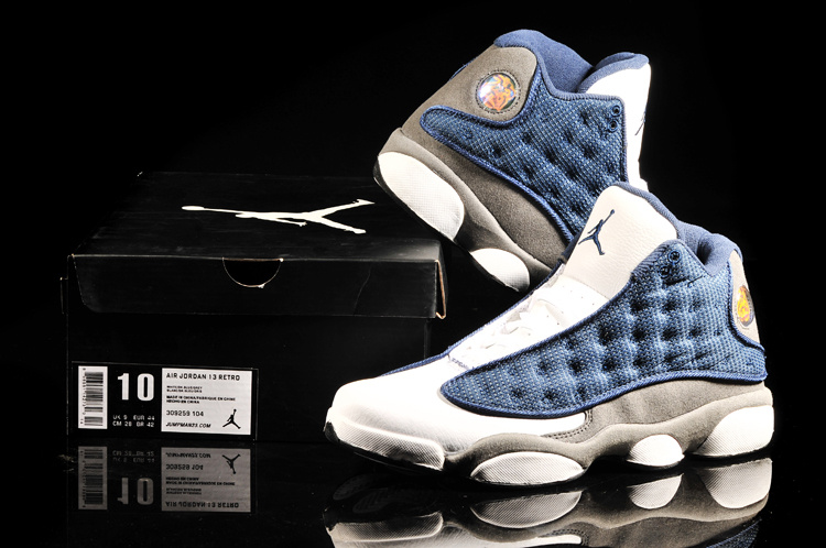 2013 Air Jordan 13 White Blue Grey Shoes