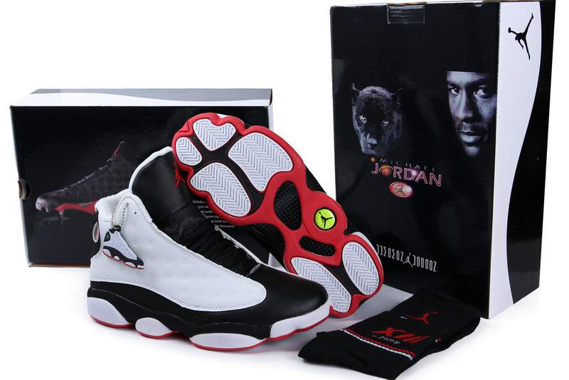 2013 Hardcover Air Jordan 13 White Black Red Shoes - Click Image to Close