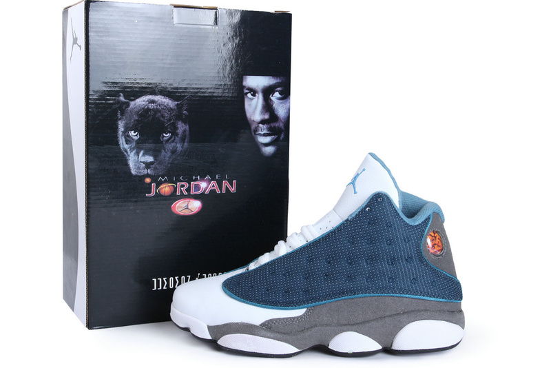 2013 Hardcover Air Jordan 13 White Blue Grey Shoes