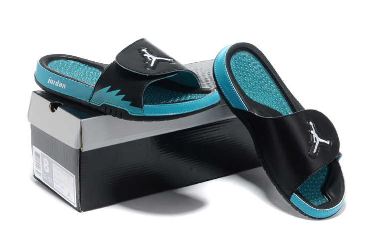 2013 Jordan Hydro 5 Black Dark Blue Slipper.jpg - Click Image to Close