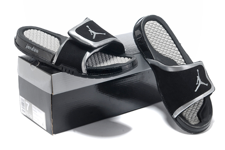 2013 Jordan Hydro 2 Black Silver Slipper.jpg - Click Image to Close