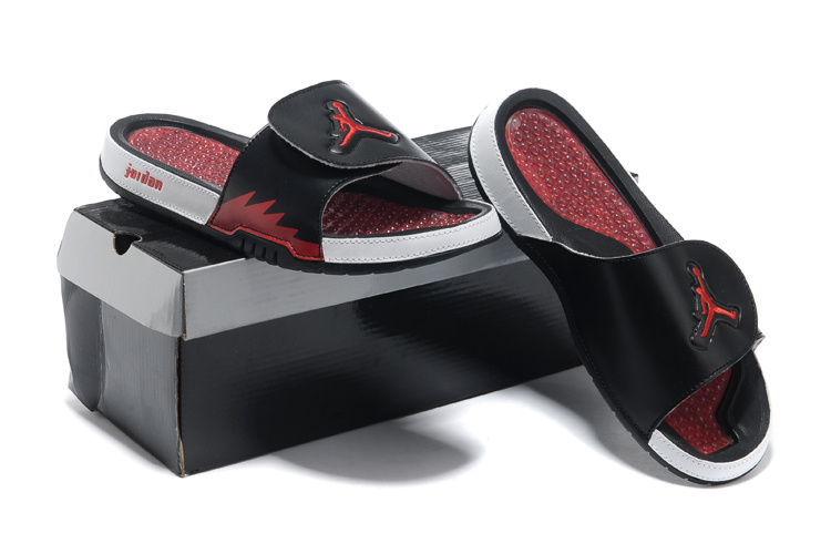 2013 Jordan Hydro 5 Black White Red Slipper.jpg - Click Image to Close