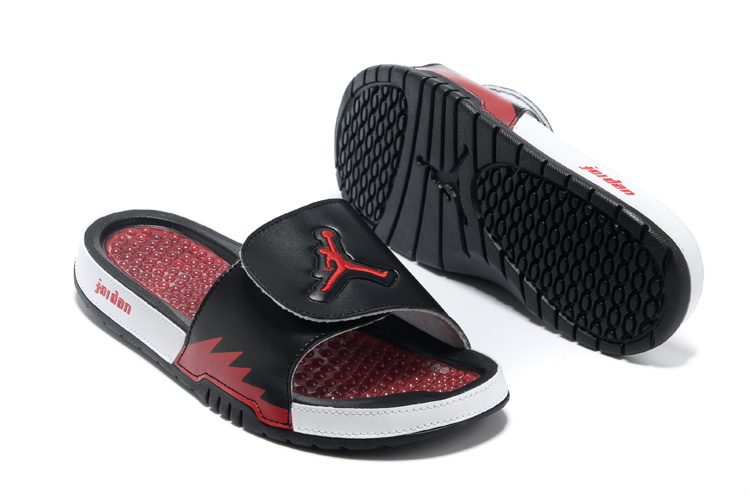 Cool And Comfortable 2013 Jordan Hydro 5 Black White Red Slipper.jpg