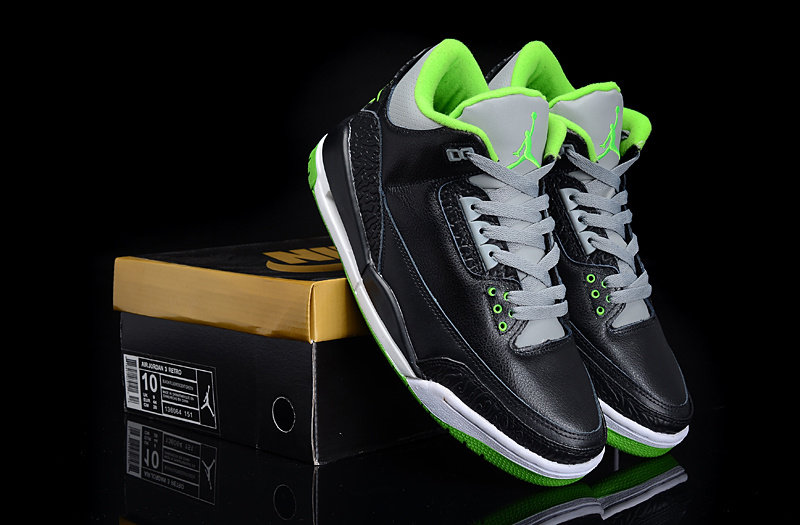 New Arrival Air Jordan 3 Black Green Shoes