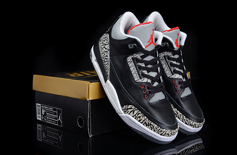 New Arrival Air Jordan 3 Black Grey Cement Shoes