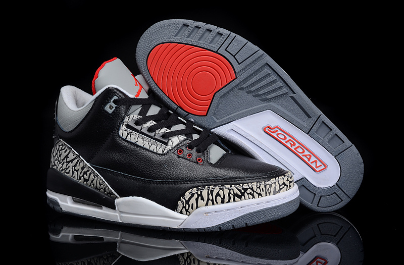 New Arrival Air Jordan 3 Black Grey Cement Shoes