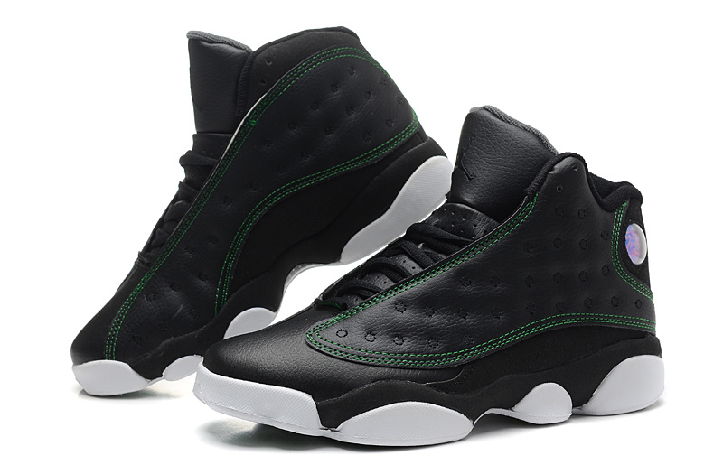 2014 Air Jordan 13 Retro Black Green White Shoes