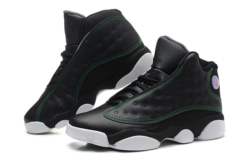 2014 Air Jordan 13 Retro Black Green White Shoes - Click Image to Close