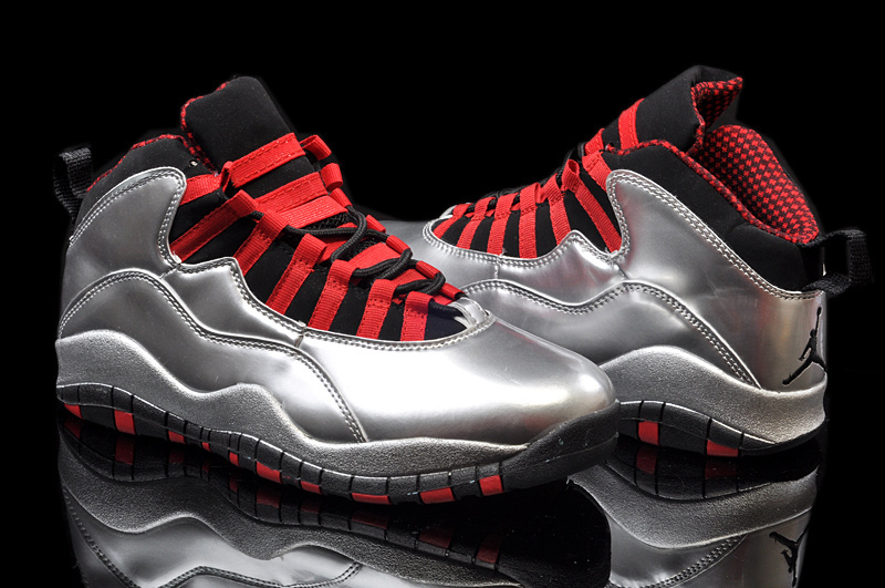 2014 Jordan 10 Retro Sliver Red Shoes