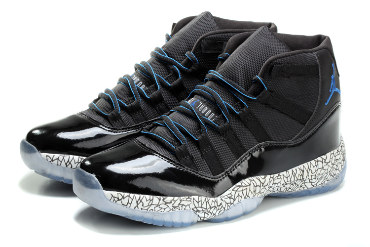 2014 Jordan 11 Retro Midnight Burst Crack Black Blue Shoes