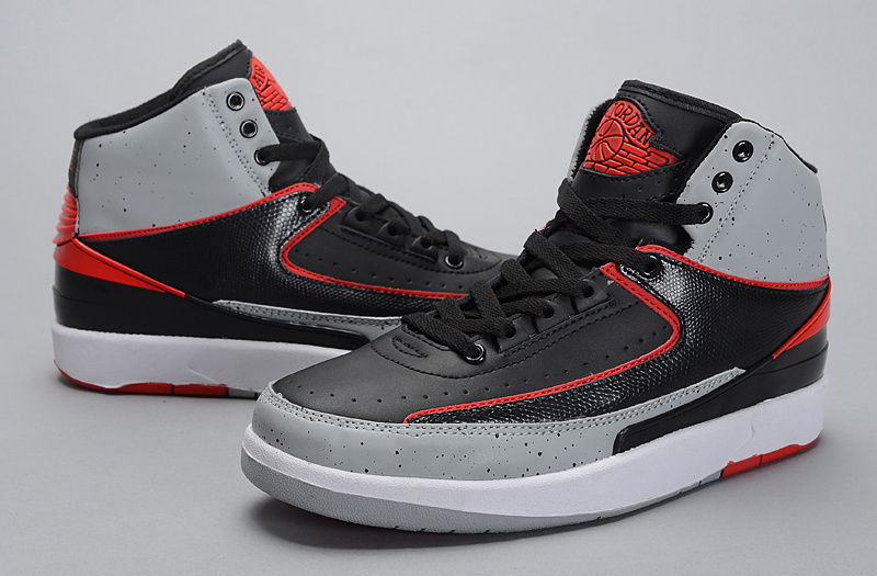 2014 Jordan 2 Retro Black Grey Red Shoes - Click Image to Close