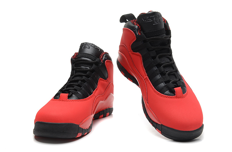 2014 New Jordan 10 Retro Transparent Sole Red Black Shoes