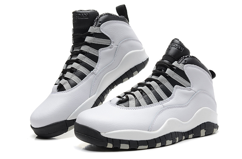 2014 New Jordan 10 Retro Transparent Sole White Black Shoes - Click Image to Close