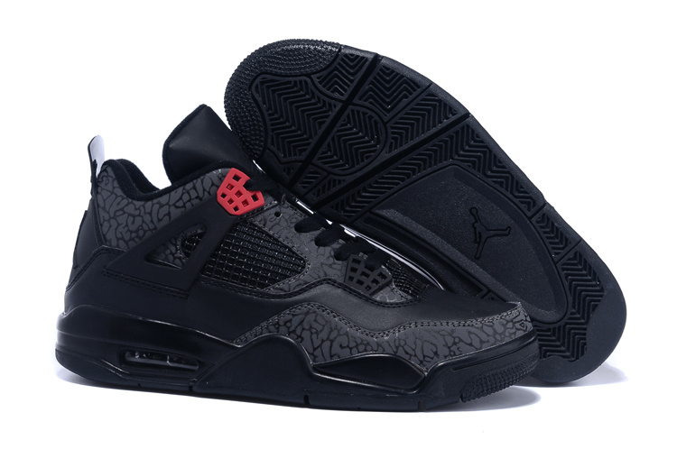 2015 New Air Jordan 4 Follow Print Black Red Shoes - Click Image to Close