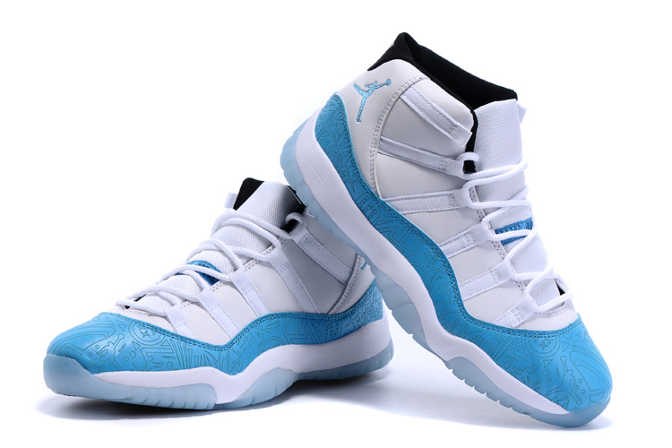 white and blue jordan shoes