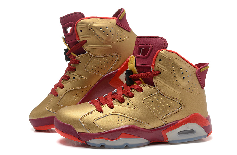 2015 Air Jordan 6 Retro Gold Red Shoes