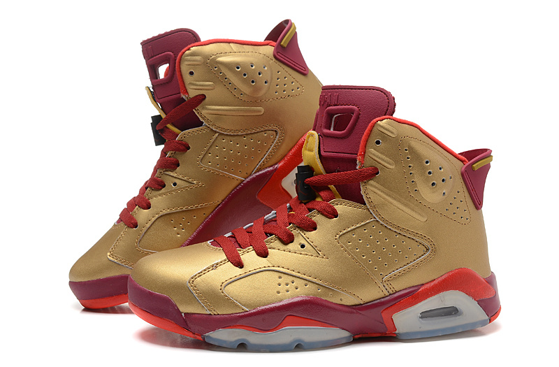 2015 Air Jordan 6 Retro Gold Red Shoes - Click Image to Close