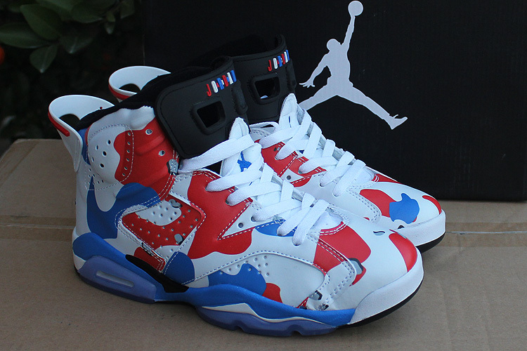 2015 Air Jordan 6 Retro White Red Blue Shoes