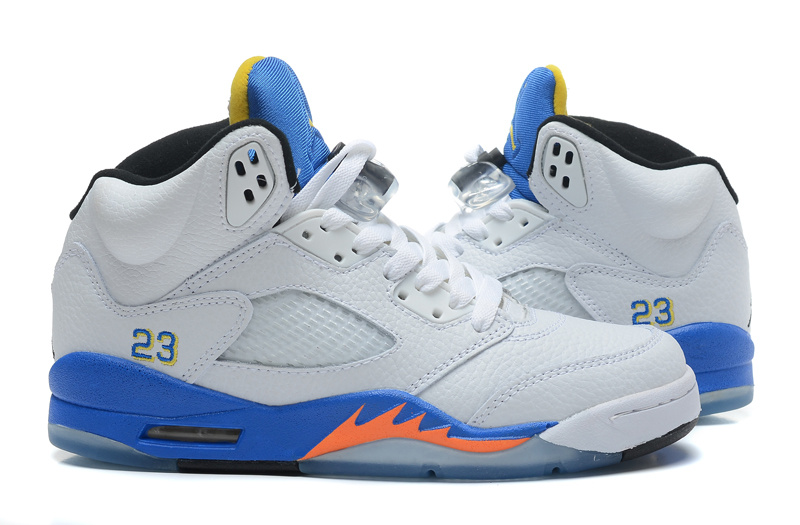 Latest Air Jordan 5 Retro White Blue Orange Shoes - Click Image to Close