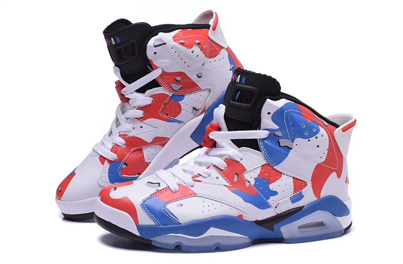 2015 Jordan 6 White Red Blue Shoes - Click Image to Close