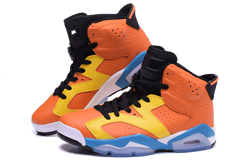 2015 Jordan 6 OG Orange Yellow Blue Shoes - Click Image to Close