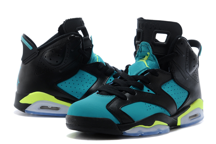 Latest Air Jordan 6 Retro Black Blue Fluorscent Shoes - Click Image to Close