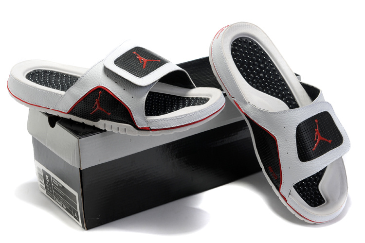 2015 Jordan Hydro 5 White Black Red Sandal - Click Image to Close