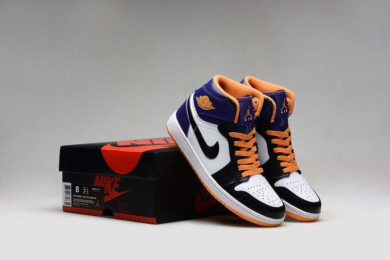 2015 New Air Jordan 1 Retro White Orange Blue Shoes