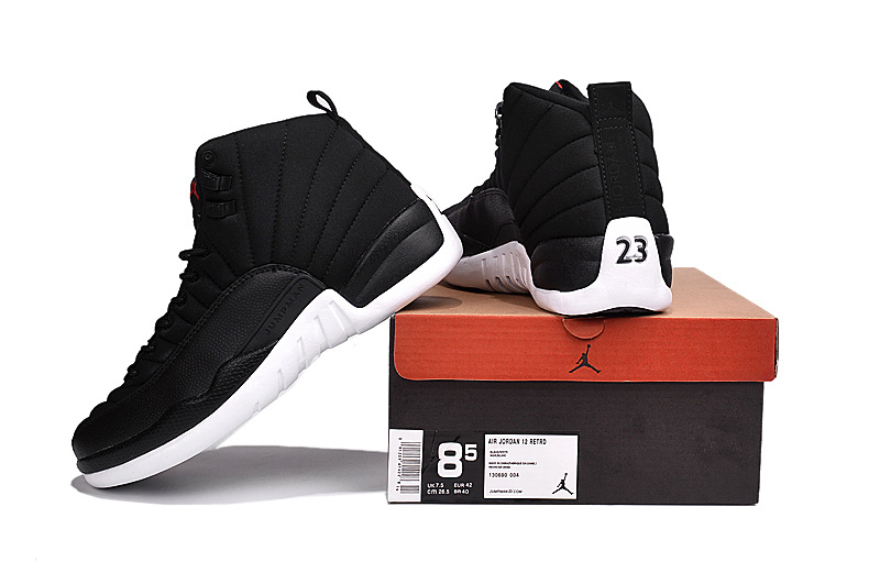 2016 Air Jordan 12 Black Nylon Black White Shoes