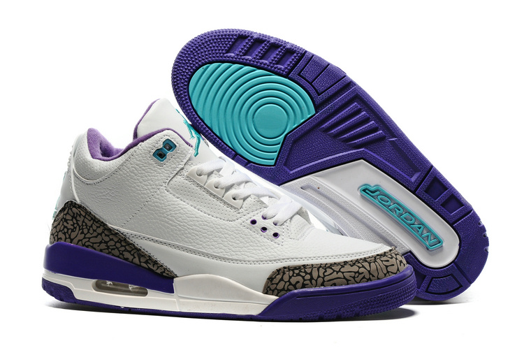 2016 Air Jordan 3 Hornet White Purple Shoes - Click Image to Close