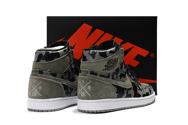 2017 Air Jordan 1 Camo Black Army Green Shoes