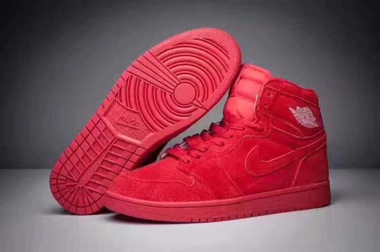 2017 Air Jordan 1 Deer Skin All Red Shoes