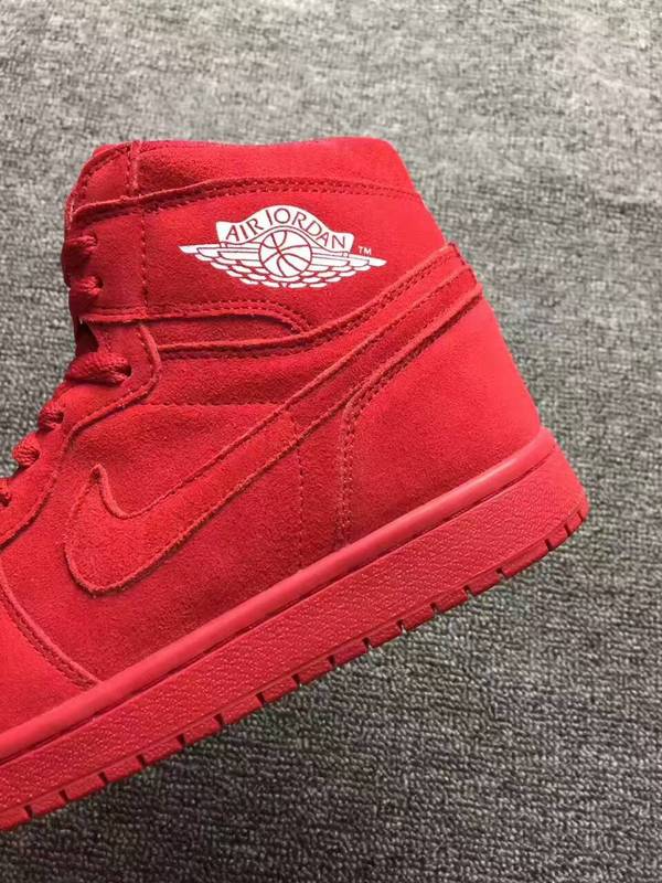 2017 Air Jordan 1 Deer Skin All Red Shoes - Click Image to Close