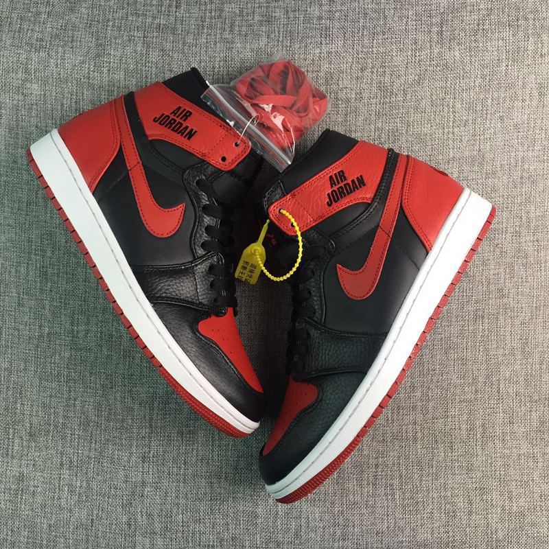 2017 Air Jordan 1 Air Logo Black Red White Shoes - Click Image to Close