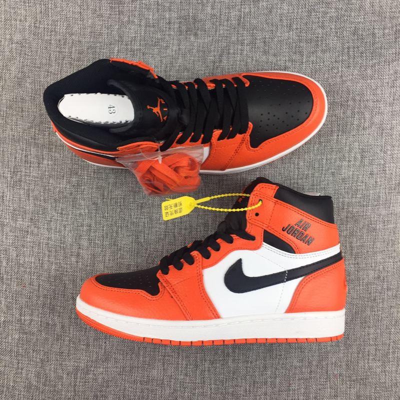 2017 Air Jordan 1 Air Logo Breast Cancer Orange Black White Shoes - Click Image to Close