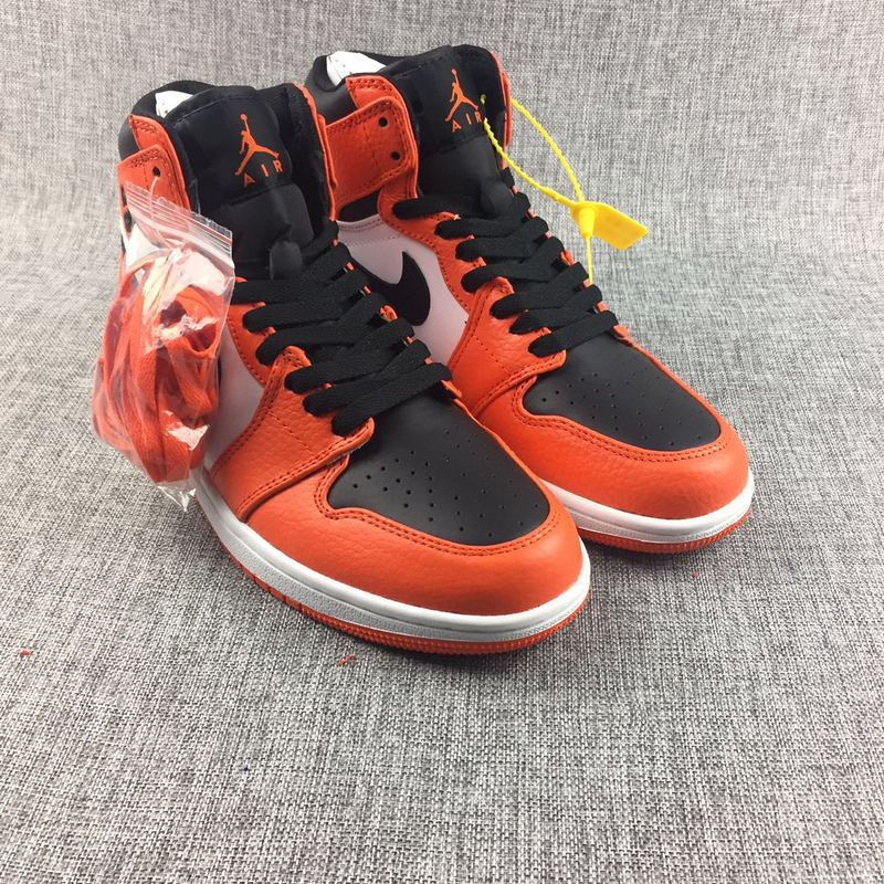 2017 Air Jordan 1 Air Logo Breast Cancer Orange Black White Shoes - Click Image to Close