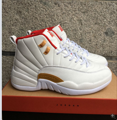 2017 Air Jordan 12 White Red Gold Shoes - Click Image to Close