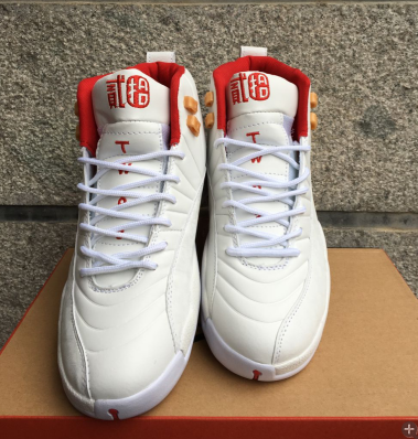 2017 Air Jordan 12 White Red Gold Shoes