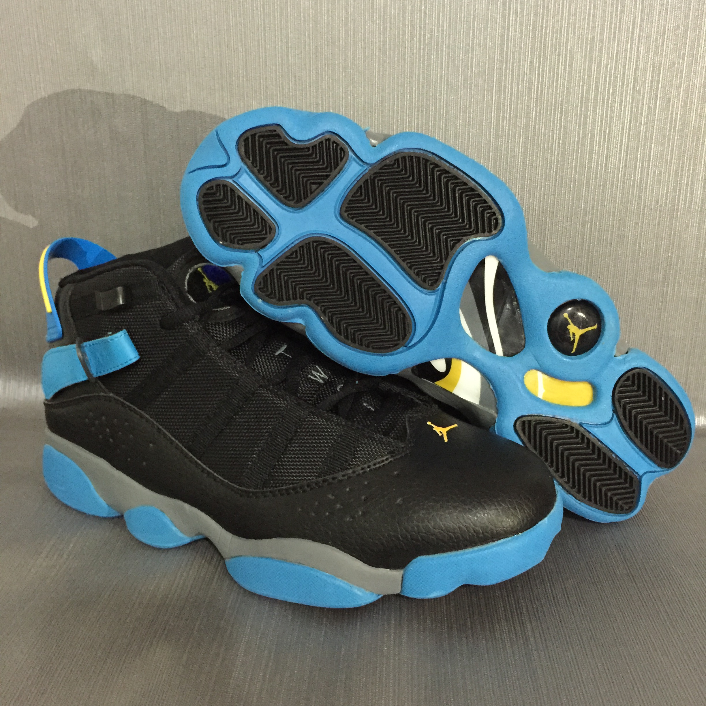 2017 Air Jordan 6 Rings Black Blue Yellow Shoes