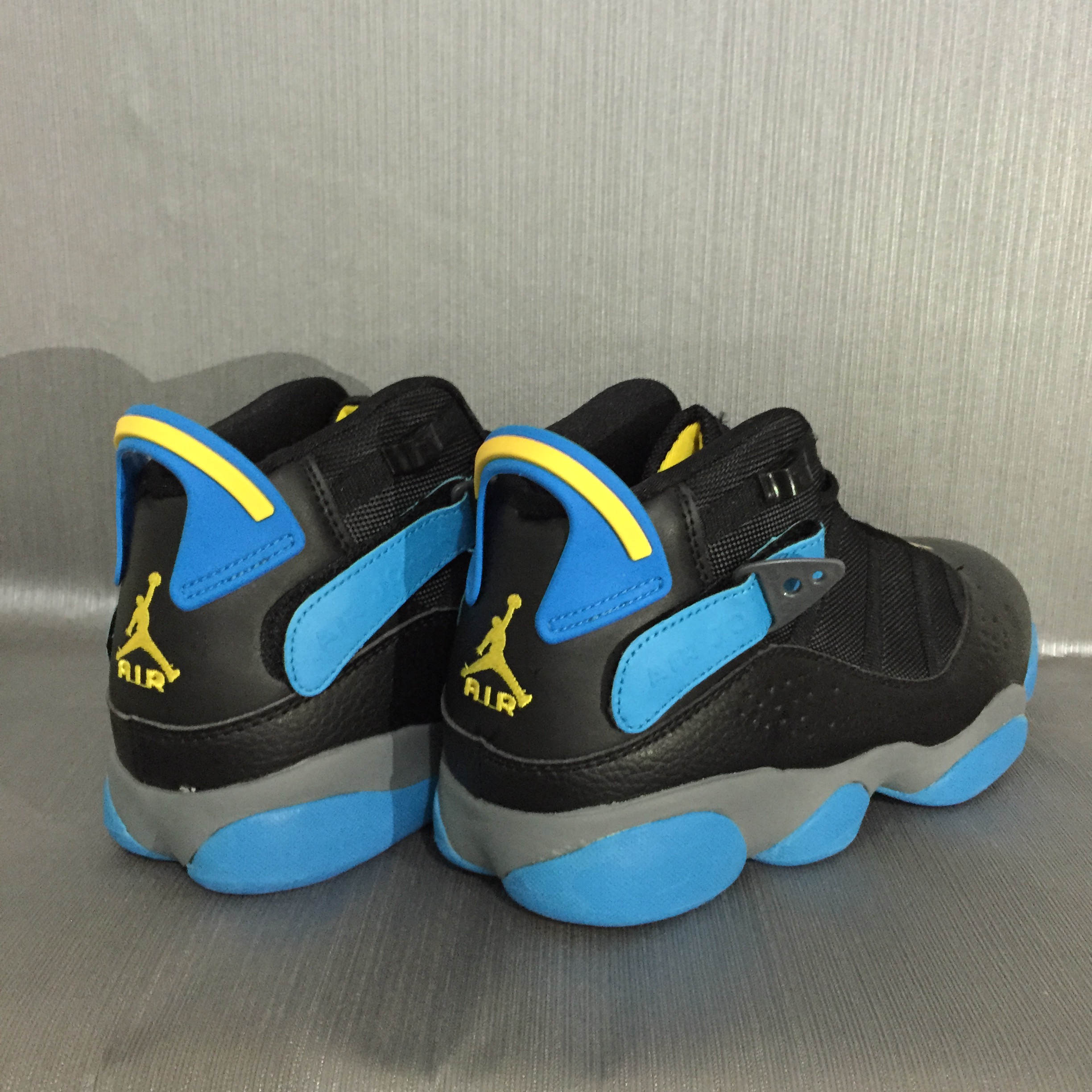 2017 Air Jordan 6 Rings Black Blue Yellow Shoes - Click Image to Close