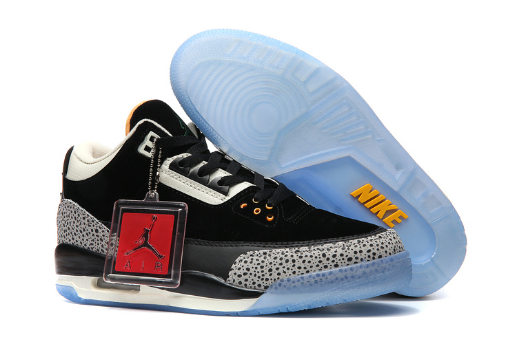 2017 Atmos X Air Jordan 3 Black Grey Blue Shoes - Click Image to Close