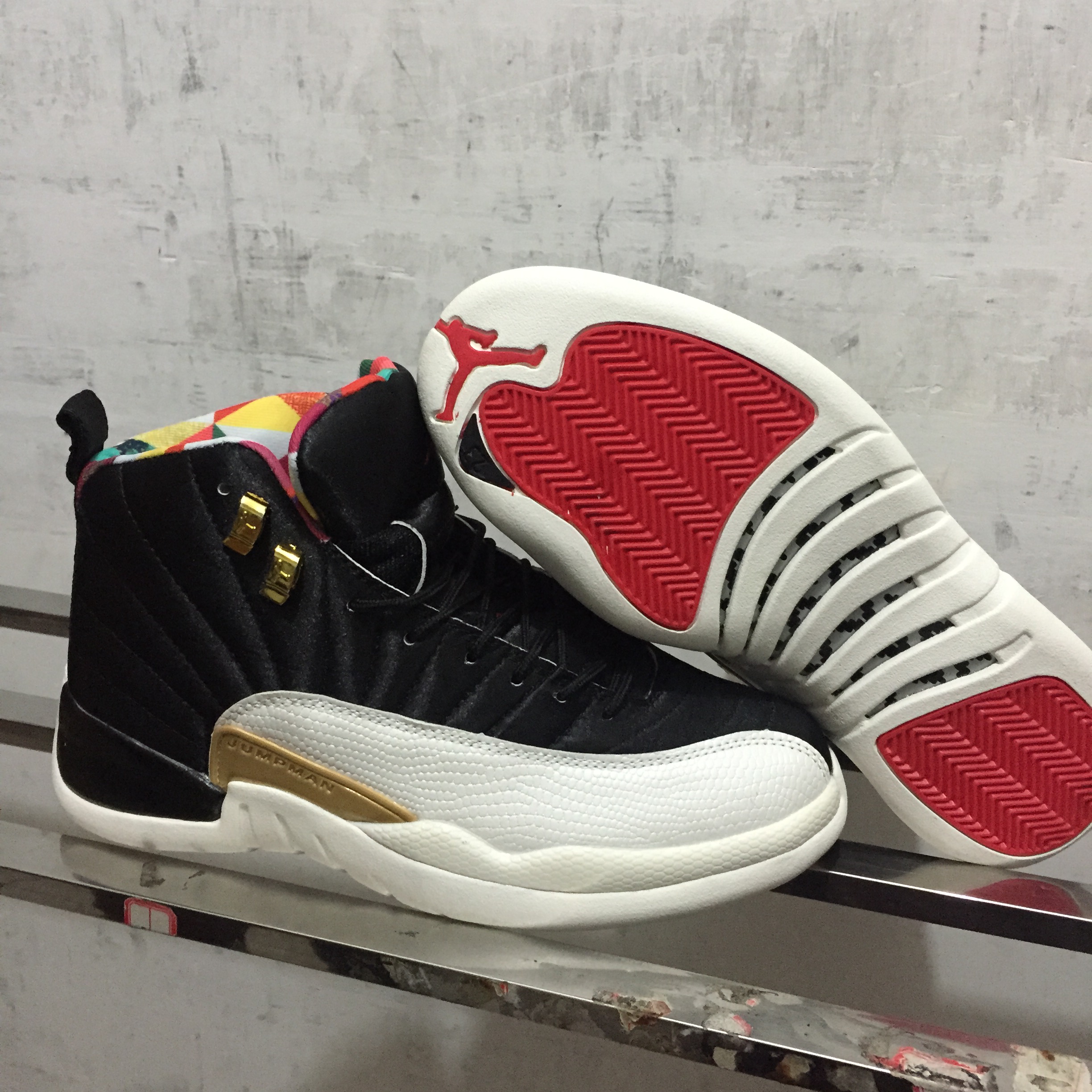 jordan 12 red and white gold