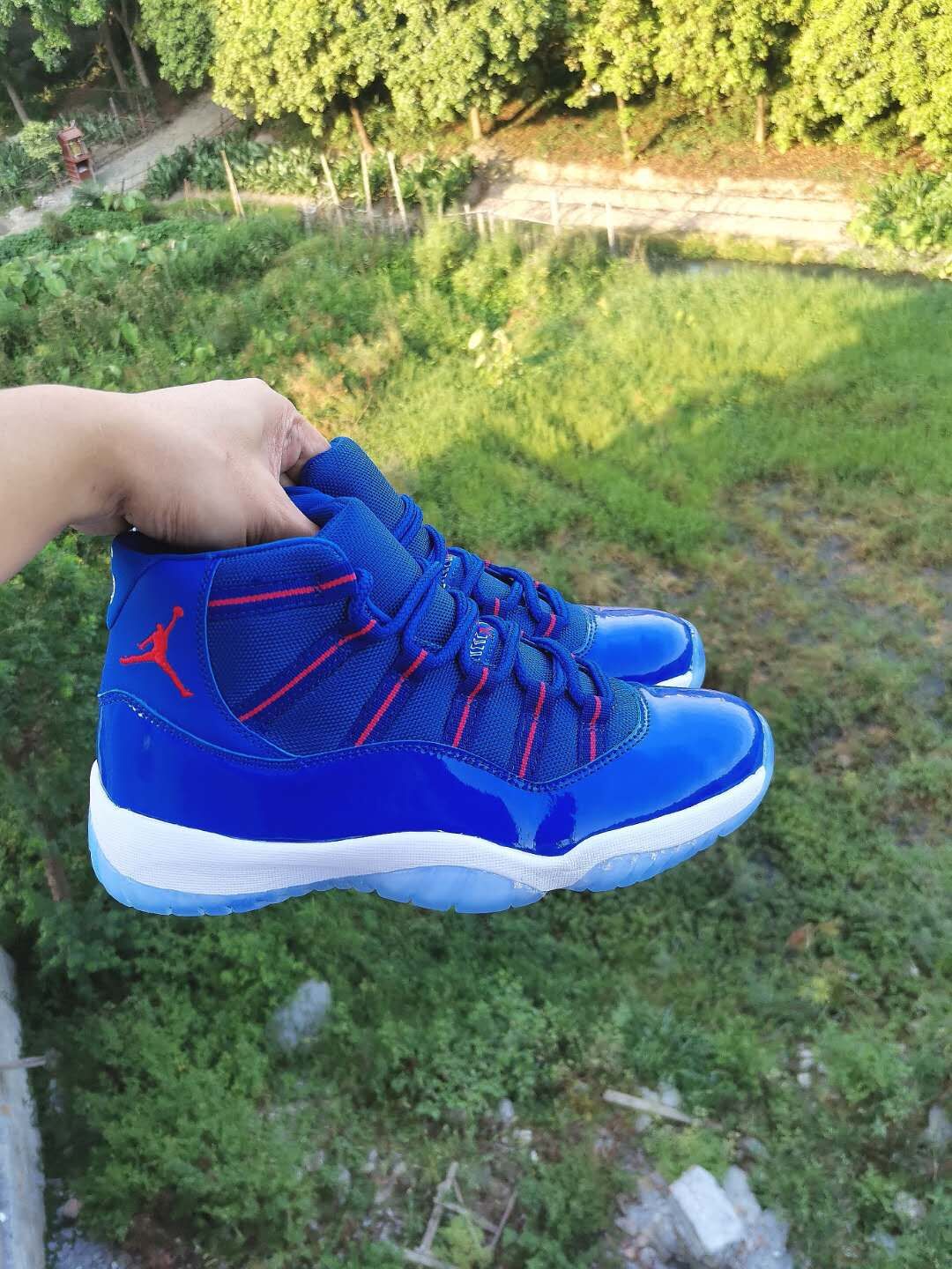 red white and blue jordans 11