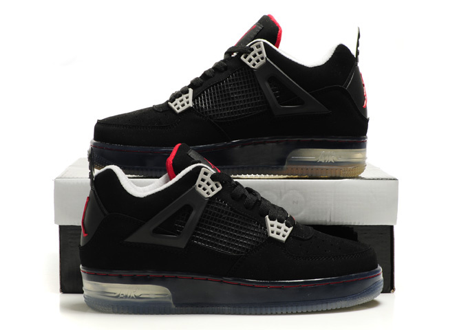 Nice Air Force Jordan 4 Shine Sole All Black Shoes